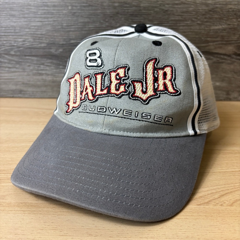 Dale Earnhardt Jr Hat Cap Strap Back Gray‎ Budweiser Nascar Racing Chase